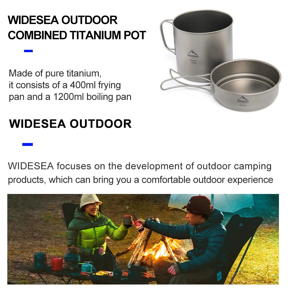 Ultralight Titanium Camping Pot 1100ml – Foldable & Portable