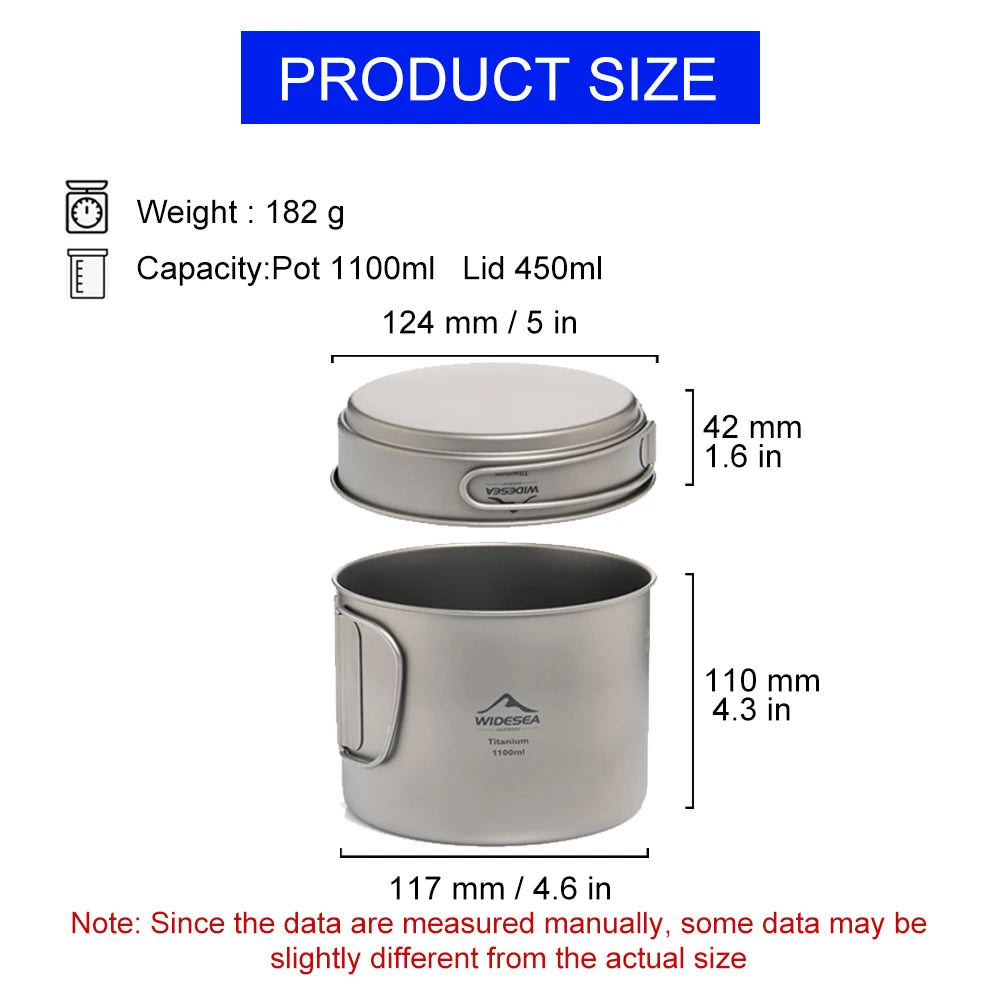 Ultralight Titanium Camping Pot 1100ml – Foldable & Portable