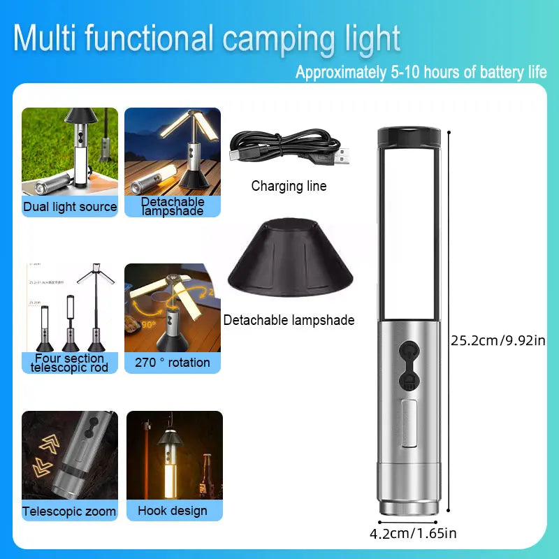 Rechargeable Telescopic LED Camping Light – Portable & Foldable