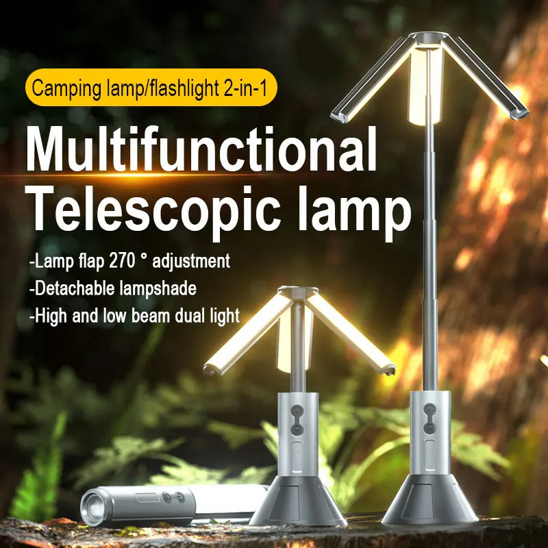Rechargeable Telescopic LED Camping Light – Portable & Foldable