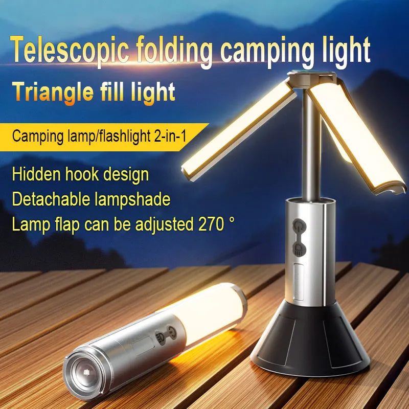 Rechargeable Telescopic LED Camping Light – Portable & Foldable